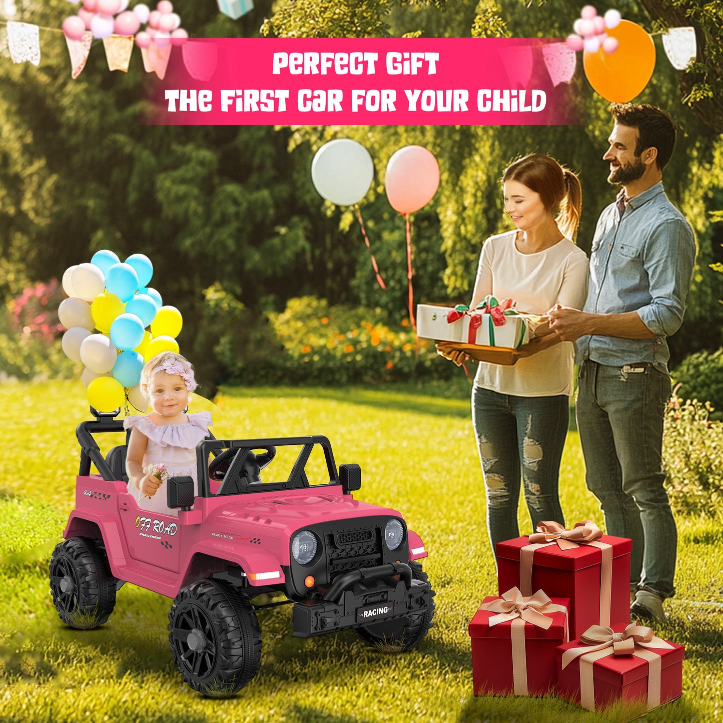 East doll 12V Ride on Car for Toddlers,Electric Power Track with Remote Control