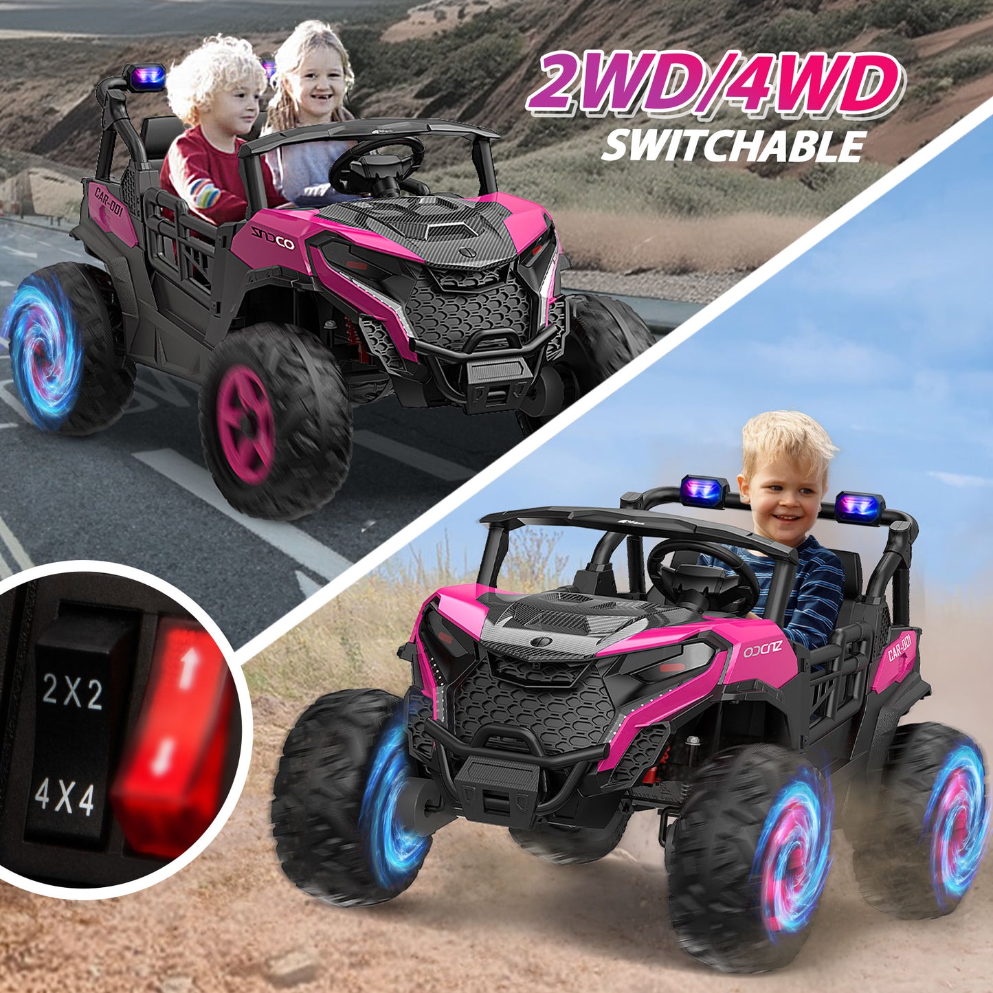 EastDoll 24V Kids Ride on UTV Car, 4WD/ 2WD Switchable Electric Vehicle