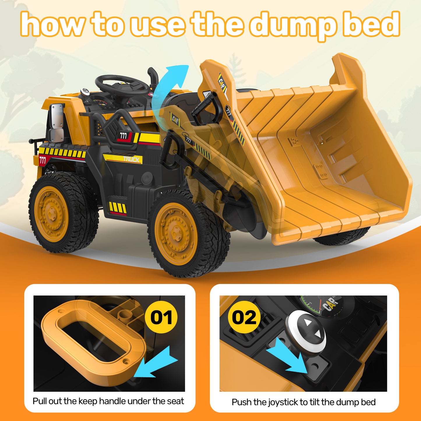 East doll 24V Ride on Dump Truck, Ride on Car with Electric Dump Bed,