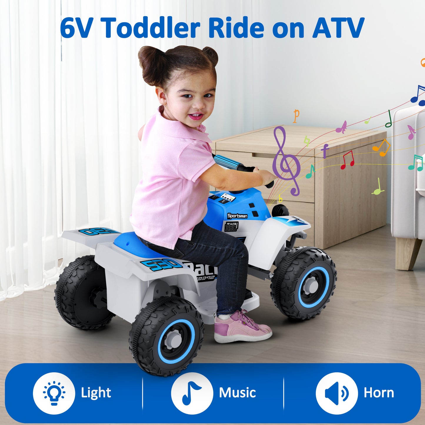 Eastdoll 6V 7Ah Ride on ATV for Toddlers, 2MPH, 55 Lbs