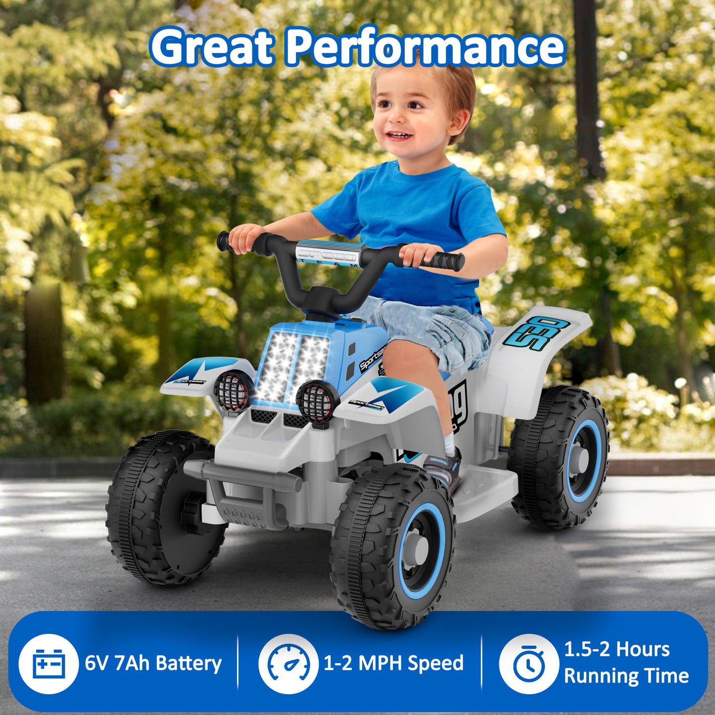 Eastdoll 6V 7Ah Ride on ATV for Toddlers, 2MPH, 55 Lbs