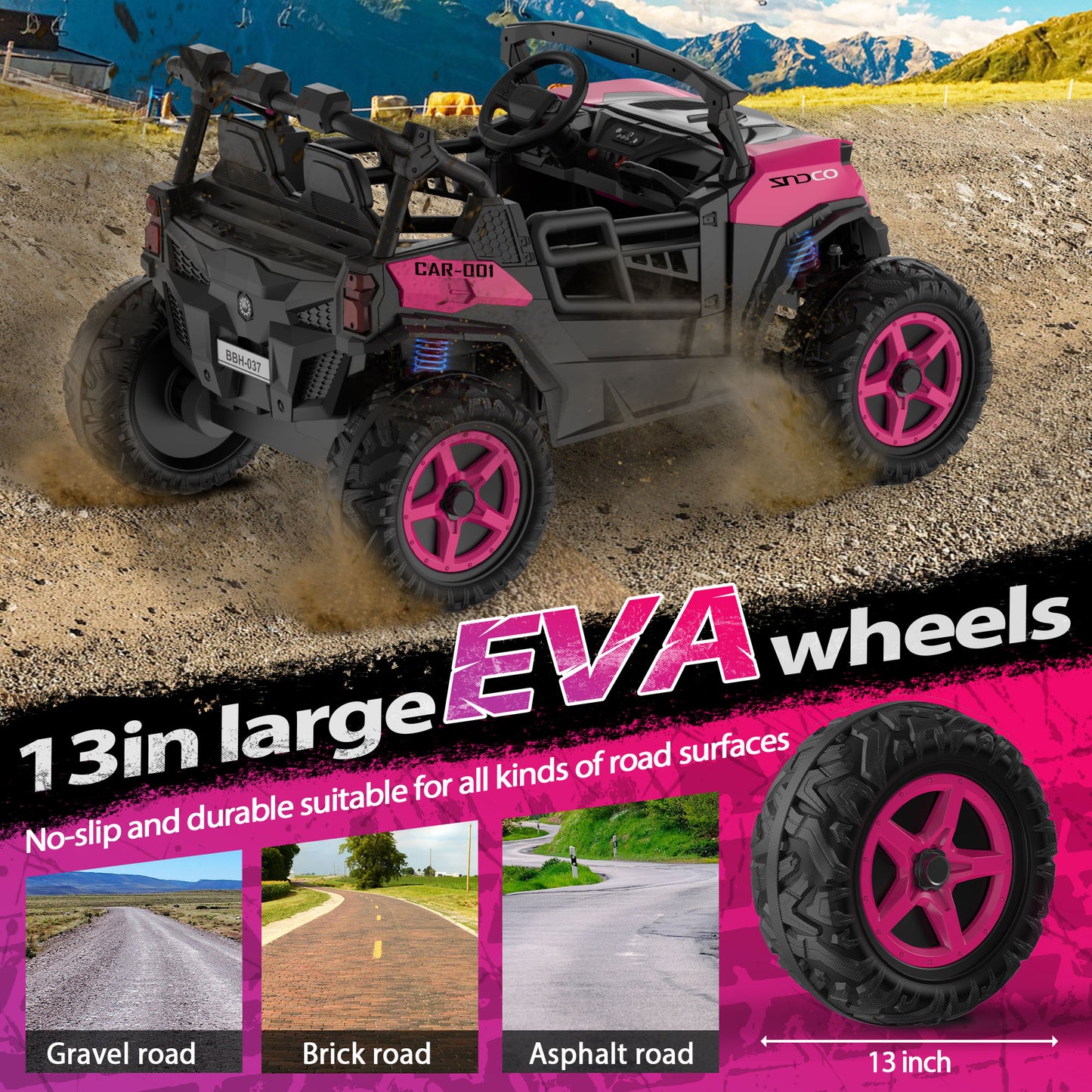 EastDoll 24V Kids Ride on UTV Car, 4WD/ 2WD Switchable Electric Vehicle